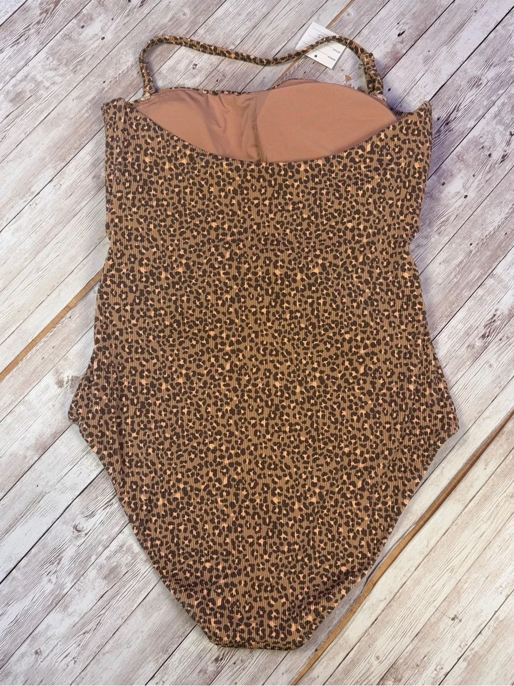 aerie Leopard Tie-Front One-Piece Swimsuit - Brown